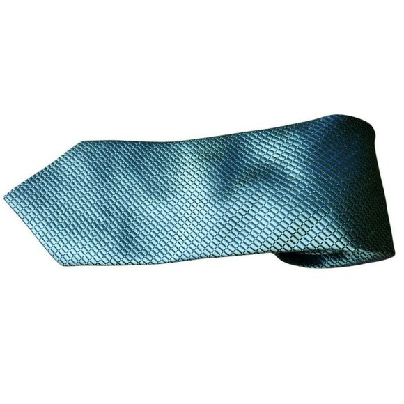 Nautica Men's Necktie 100% Silk Green & Blue Geometric Pattern Classic Tie - Picture 1 of 7